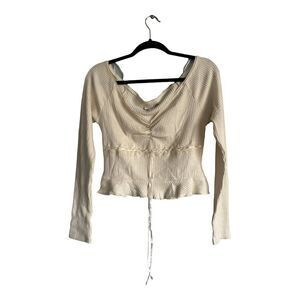 Kimchi Blue Off The Shoulder Milkmaid Long Sleeve Sweater Cropped Top Size Large